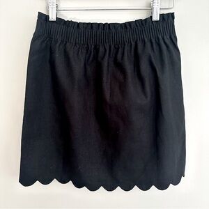 NWT J Crew Black Linen Blend Scallop Mini Skirt - Size 2